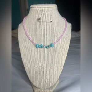 #13. Handmade Pink & Blue Beaded Necklace